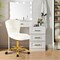 Swivel Vanity Chair with Gold Legs, White Fuzzy Desk Chairs for Teen Girls